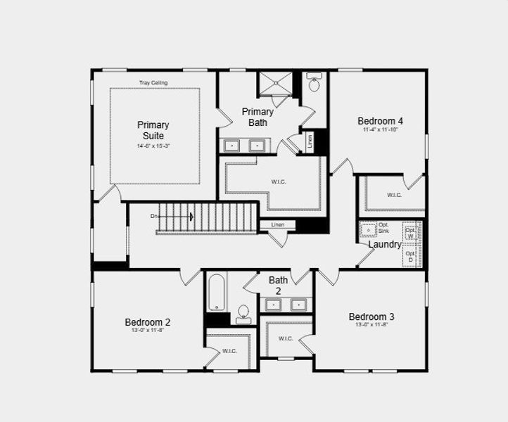 2D floor plan layout for the Kirkwood by Taylor Morrison in Dreycott, Lawrenceville, GA (Image 4).