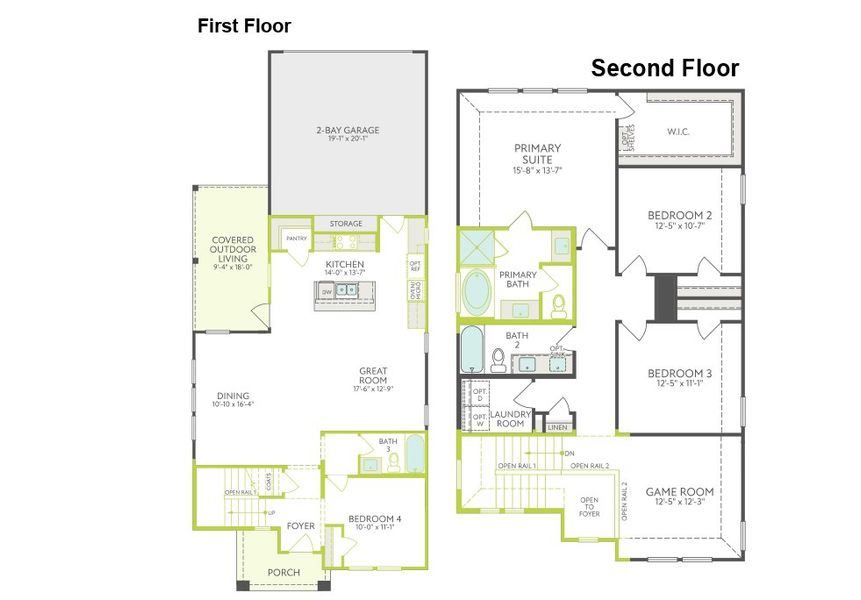 2D floor plan layout of this home in Carriage Collection at Painted Tree, McKinney, TX (Image 4). 2D floor plan layout of this home in Carriage Collection at Painted Tree, McKinney, TX (Image 4).