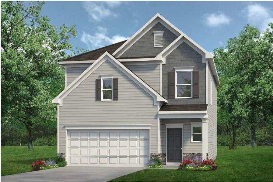 Front exterior of a new home in Fair Oak, Calhoun, GA, highlighting curb appeal (Image 1). Front exterior of a new home in Fair Oak, Calhoun, GA, highlighting curb appeal (Image 1).