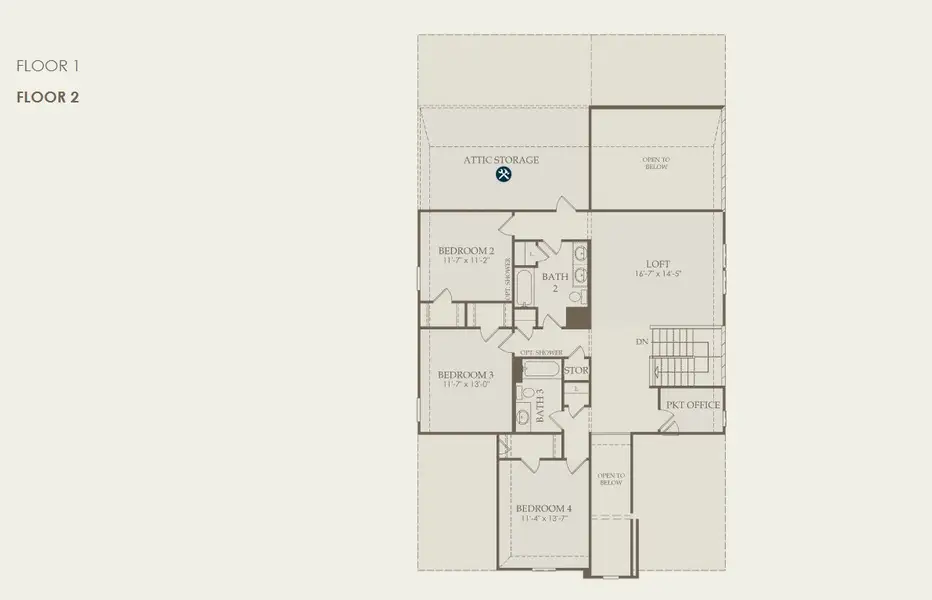 2D floor plan layout for the Iredell by Pulte Homes in Davis Ranch, San Antonio, TX (Image 4).