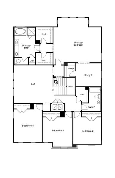 2D floor plan layout of this home in Salerno - Classic Collection, Round Rock, TX (Image 4).