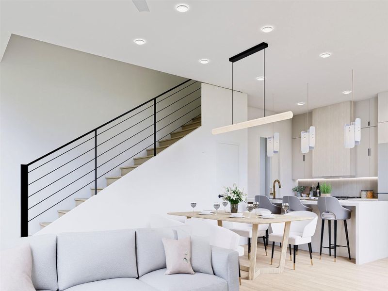 Living room facing kitchen
