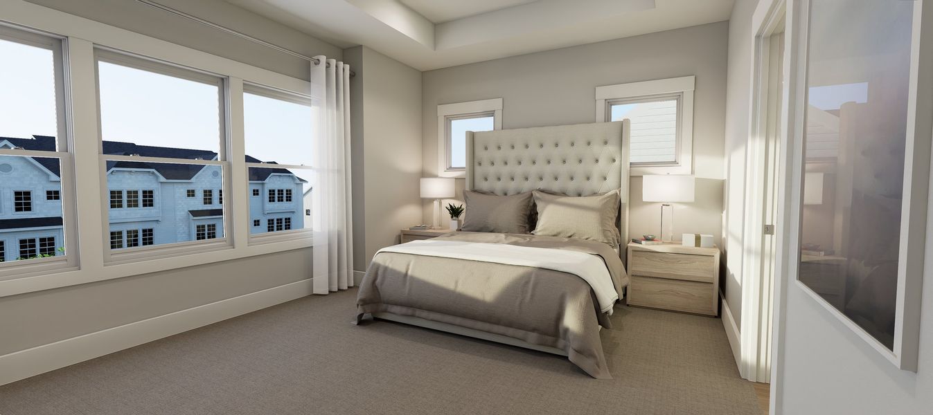 Representative furnished interior of a home built from the Cora End Unit by Baker Residential in Atwater Station - Midtown Collection, Fuquay Varina (Image 12).