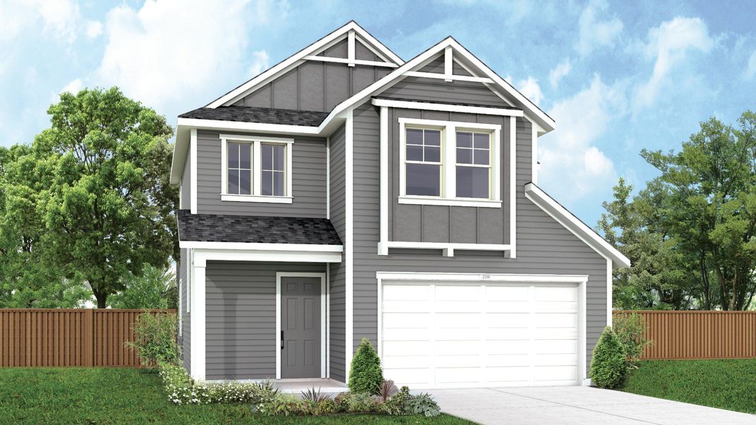 Representative exterior photo of a completed home built from the Meridian by DRB Homes in Heritage Mill, Hutto, TX (Image 1). Representative exterior photo of a completed home built from the Meridian by DRB Homes in Heritage Mill, Hutto, TX (Image 1).