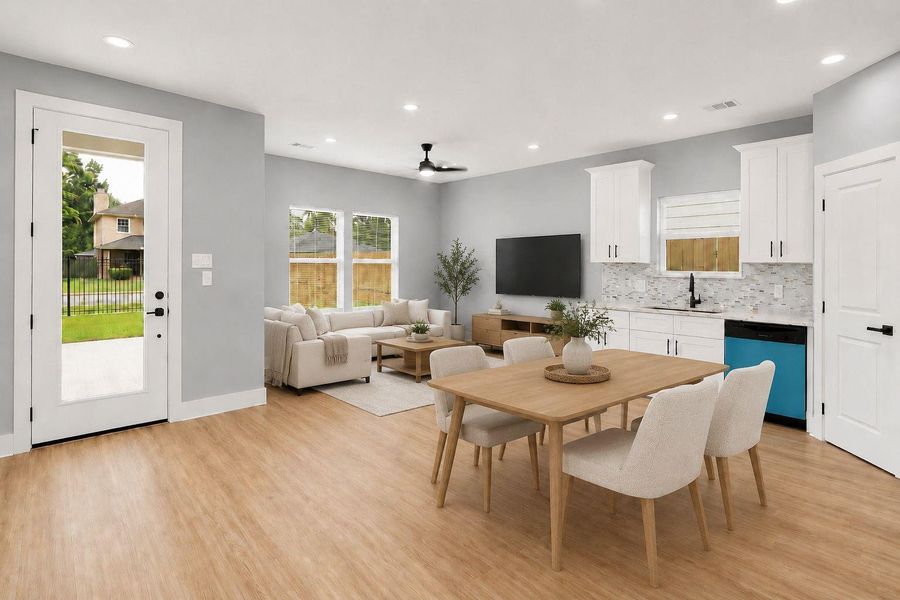 living room and kitchenvirtually staged