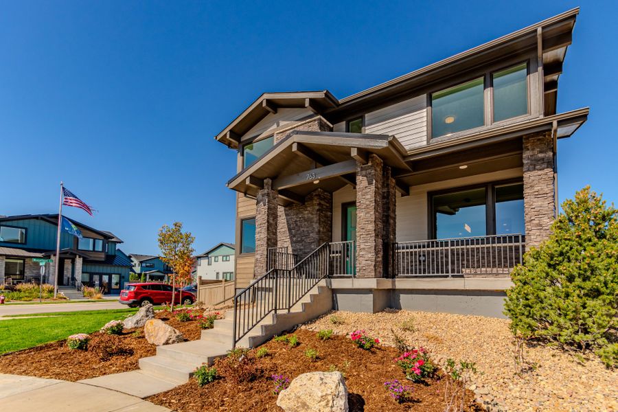 Exterior details and patio area of a home in West Grange, Longmont (Image 2).
