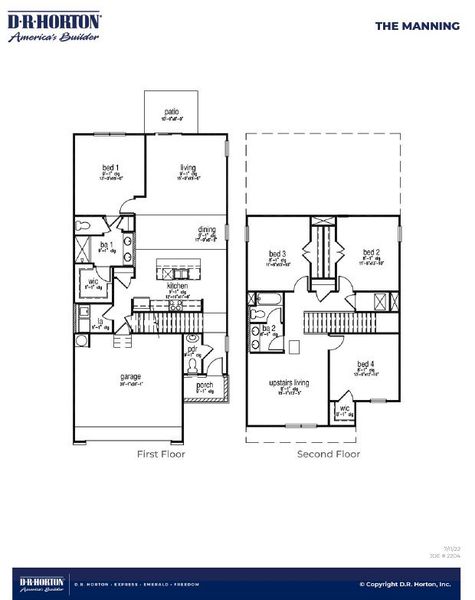 2D floor plan layout for the MANNING by D.R. Horton in Pineview North, Summerville, SC (Image 3). 2D floor plan layout for the MANNING by D.R. Horton in Pineview North, Summerville, SC (Image 3).