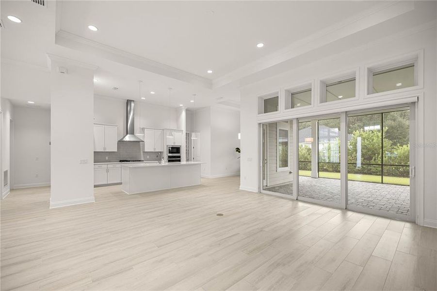 Over view of the living room and kitchen