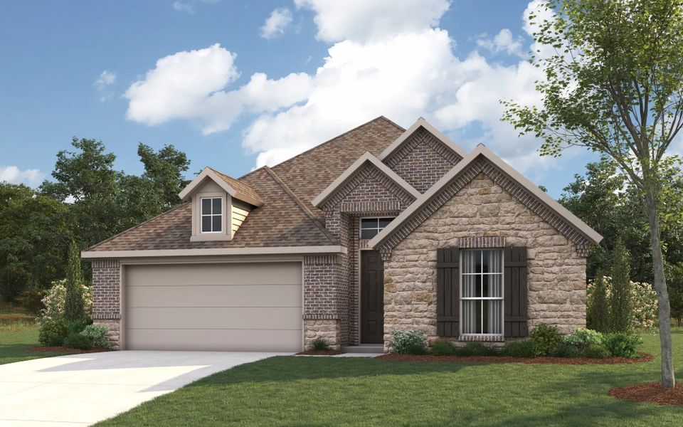 Representative exterior photo of a completed home built from the Pearl by Stonehollow Homes in Estates At Baker Park, Sherman, TX (Image 6).