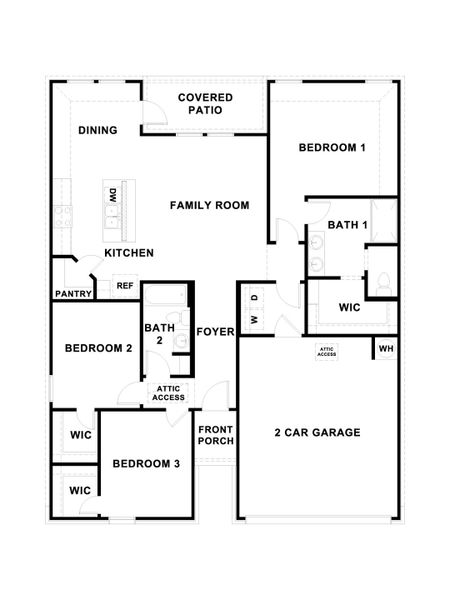 2D floor plan layout for the The Bellvue by D.R. Horton in Arroyo Ranch, Seguin, TX (Image 3). 2D floor plan layout for the The Bellvue by D.R. Horton in Arroyo Ranch, Seguin, TX (Image 3).