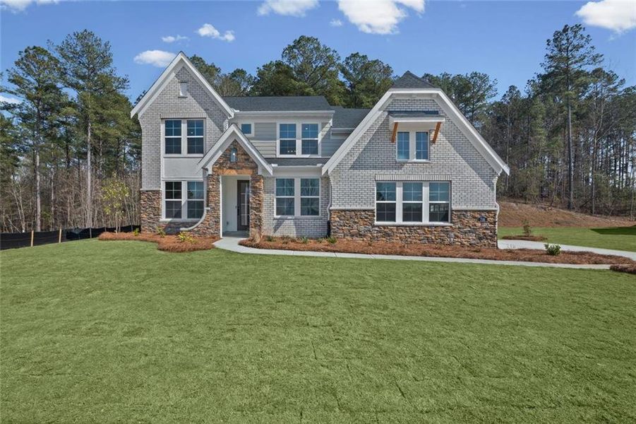 Front exterior of a new home in Governor’s Preserve, Canton, GA, highlighting curb appeal (Image 1). Front exterior of a new home in Governor’s Preserve, Canton, GA, highlighting curb appeal (Image 1).