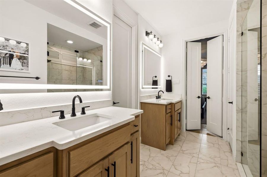 Furnished interior view inside a new home in , The Colony (Image 13).
