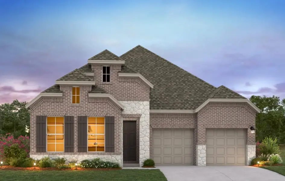 Front exterior of a new home in The Trails at Carmel, Pflugerville, TX, highlighting curb appeal (Image 1). Front exterior of a new home in The Trails at Carmel, Pflugerville, TX, highlighting curb appeal (Image 1).
