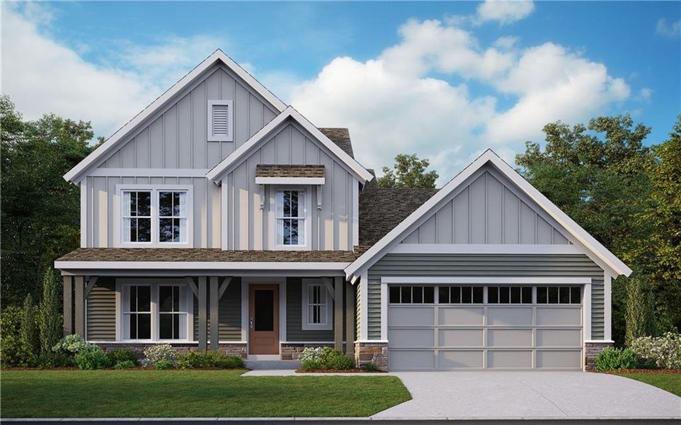 Front exterior of a new home in , Hiram, GA, highlighting curb appeal (Image 1). Front exterior of a new home in , Hiram, GA, highlighting curb appeal (Image 1).