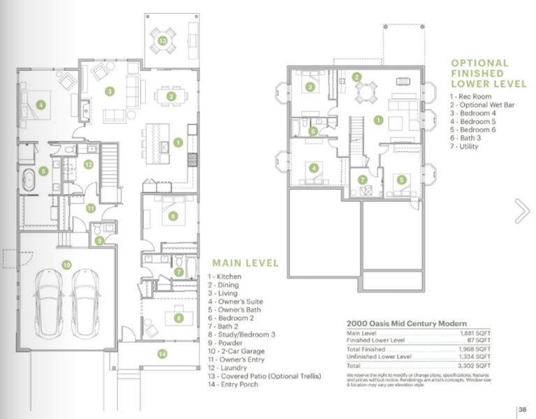 2D floor plan layout for the 2000 Oasis by Markel Homes in Northstar, Longmont, CO (Image 4).