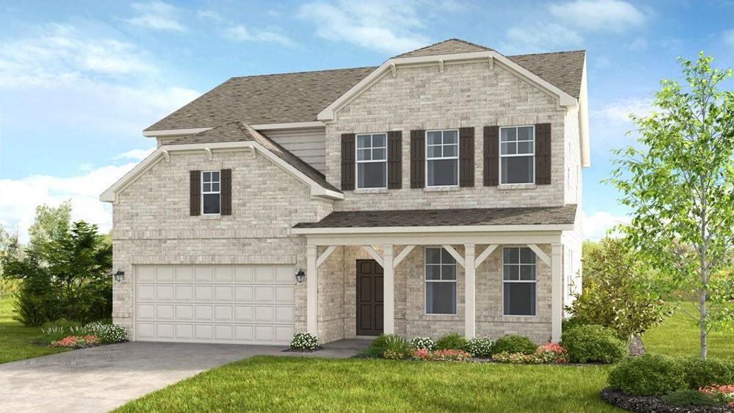 Front exterior of a new home in Auburn Glen, Dacula, GA, highlighting curb appeal (Image 1).