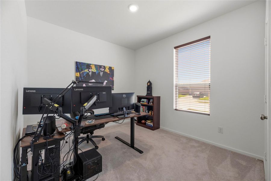 Secondary bedroom currently styled as a home office, ideal for remote work, study, or creative space