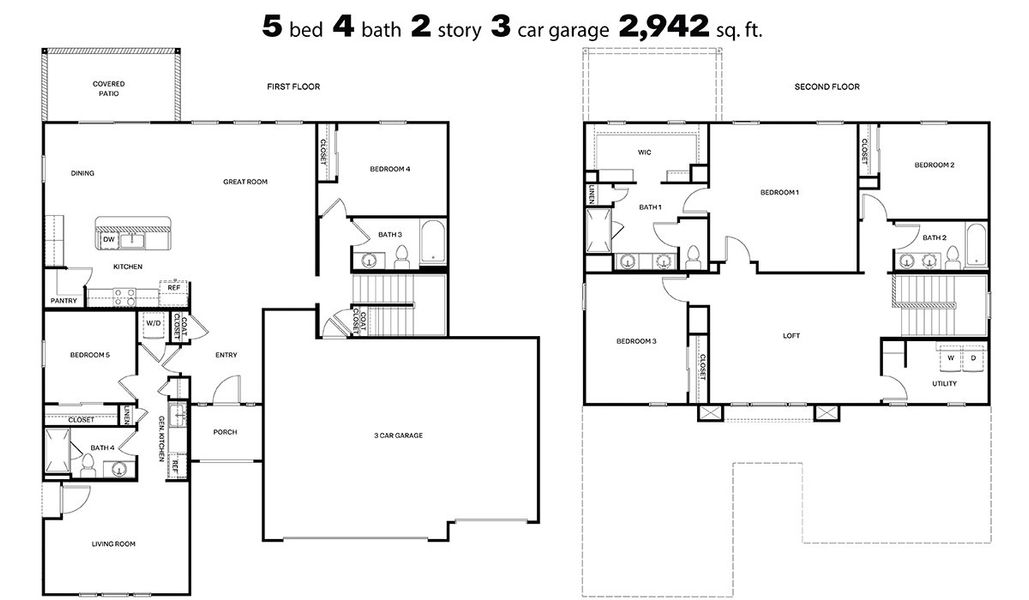 2D floor plan layout for the Baja - 4529 MultiGEN® by D.R. Horton in Entrada Del Toro at Rancho Sahuarita, Sahuarita, AZ (Image 3).