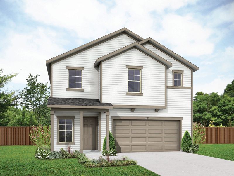 2D floor plan layout for the Polaris by DRB Homes in Prominence, San Antonio, TX (Image 5).