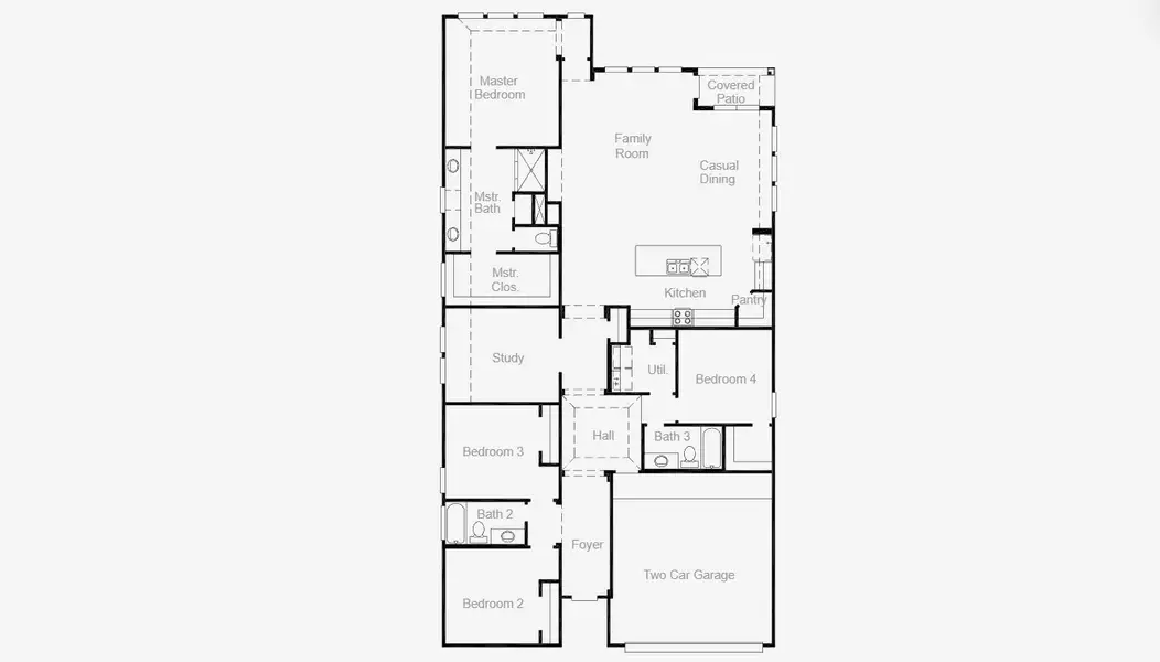 2D floor plan layout for the Somerset by Coventry Homes in Hulen Trails 60', Crowley, TX (Image 5).