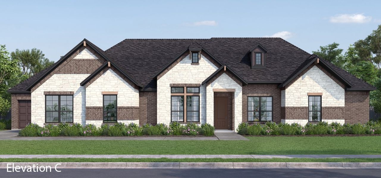 Representative exterior photo of a completed home built from the Hemsworth VII by Altura Homes in Creekview Farms, Greenville, TX (Image 4). Representative exterior photo of a completed home built from the Hemsworth VII by Altura Homes in Creekview Farms, Greenville, TX (Image 4).