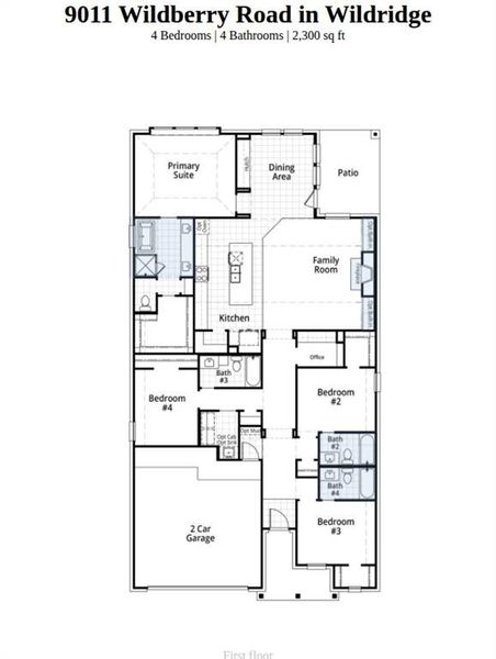2D floor plan layout of this home in Wildridge, Oak Point, TX (Image 2).