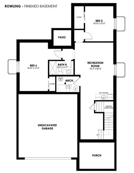 2D floor plan layout for the Rowling by Hartford Homes in Trailside, Timnath, CO (Image 38).