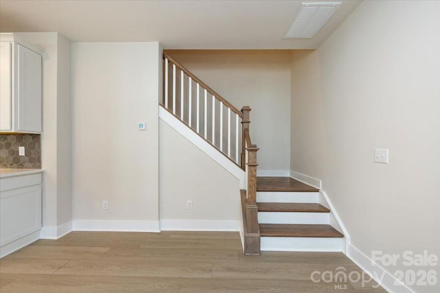 Oak Box Stairs with Open Rails