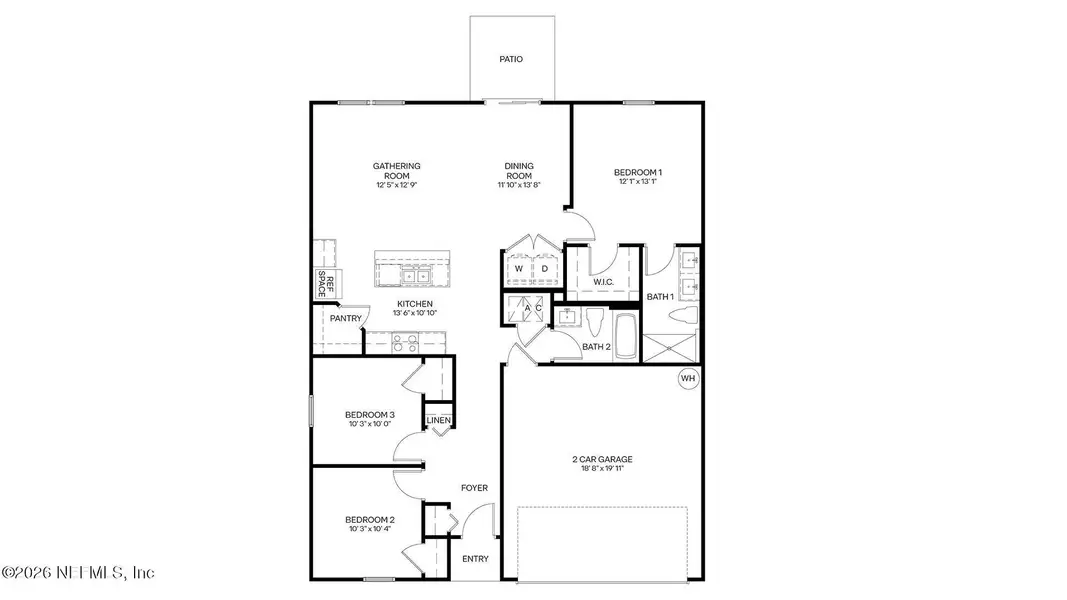 2D floor plan layout of this home in Bridle Creek, Jacksonville, FL (Image 3).