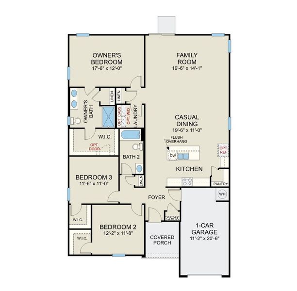2D floor plan layout for the Embark - Single Family Homes by Dream Finders Homes in Piper Pointe, Pikeville, NC (Image 3).