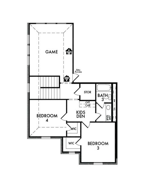 2D floor plan layout for the Radcliffe by Impression Homes in Timberbrook, Justin, TX (Image 4).