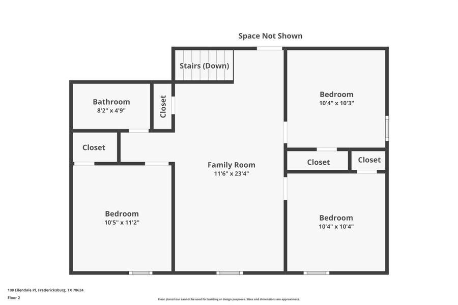 2D floor plan layout of this home in Friendship Oaks, Fredericksburg, TX (Image 3).