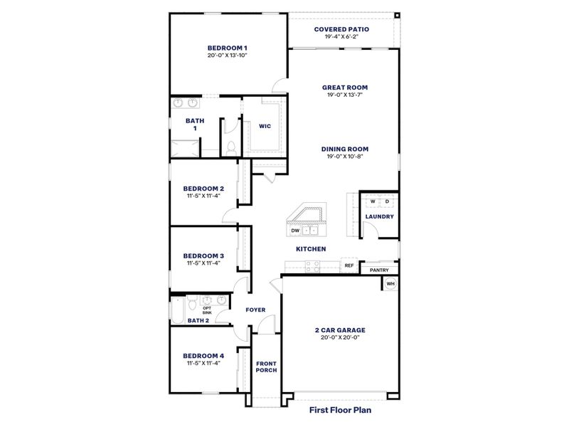 2D floor plan layout for the Kingston by D.R. Horton in Radiance at Superstition Vistas, Apache Junction, AZ (Image 5).