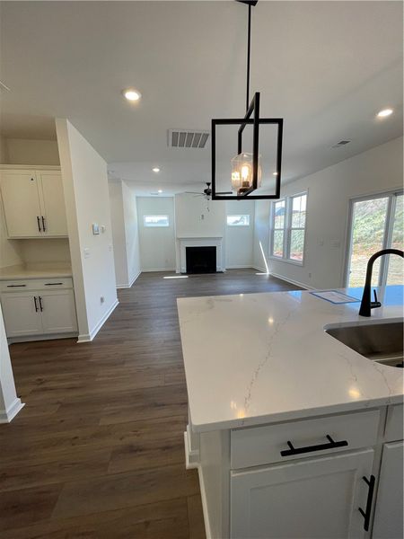 This bright, open concept living space features a