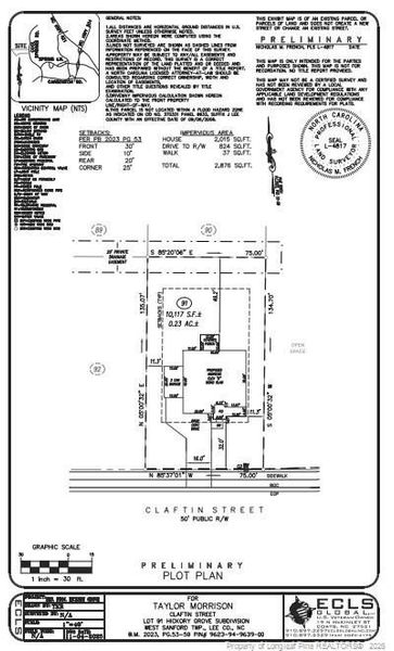 526 Claftin Street Preliminary Plot Plan 526 Claftin Street Preliminary Plot Plan