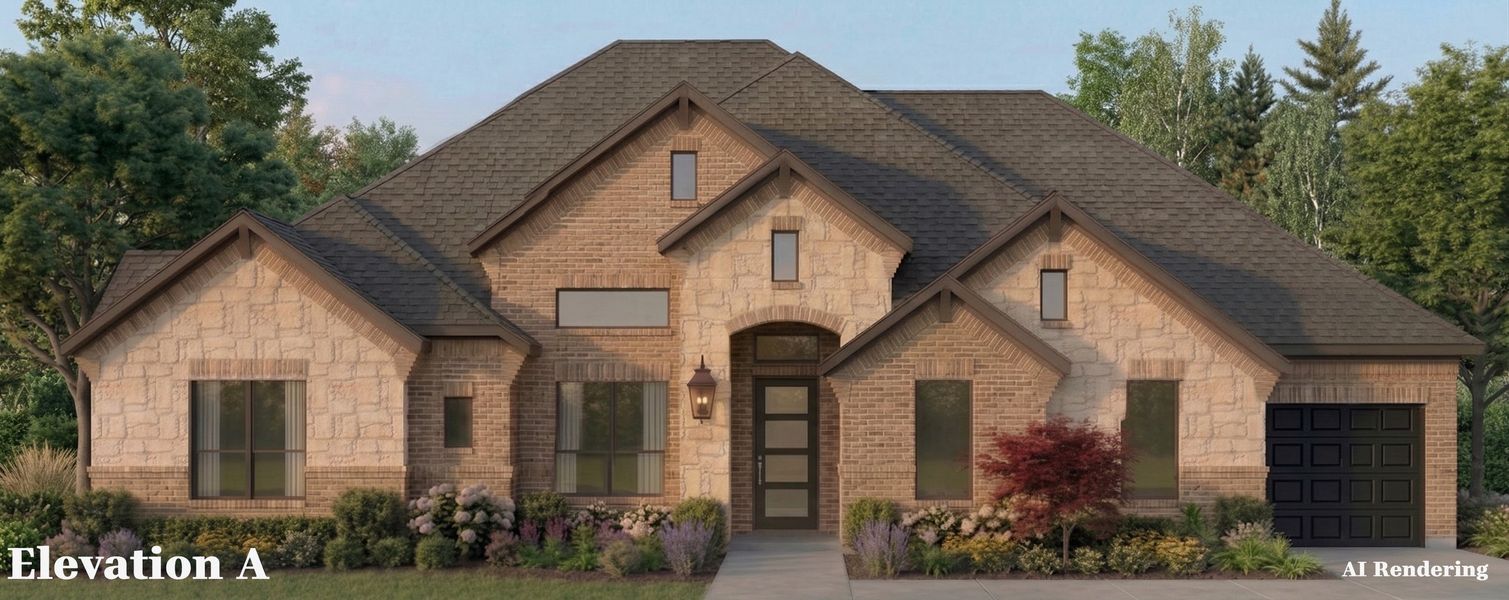 Front exterior of a new home in Panther Trail, Van Alstyne, TX, highlighting curb appeal (Image 2). Front exterior of a new home in Panther Trail, Van Alstyne, TX, highlighting curb appeal (Image 2).