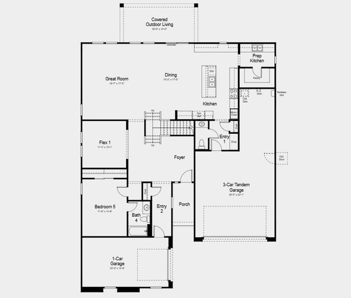 2D floor plan layout for the Glacier by Taylor Morrison in Verdin Passage Collection, Phoenix, AZ (Image 3).