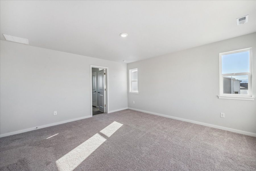 A room with a carpet and windows. A room with a carpet and windows.