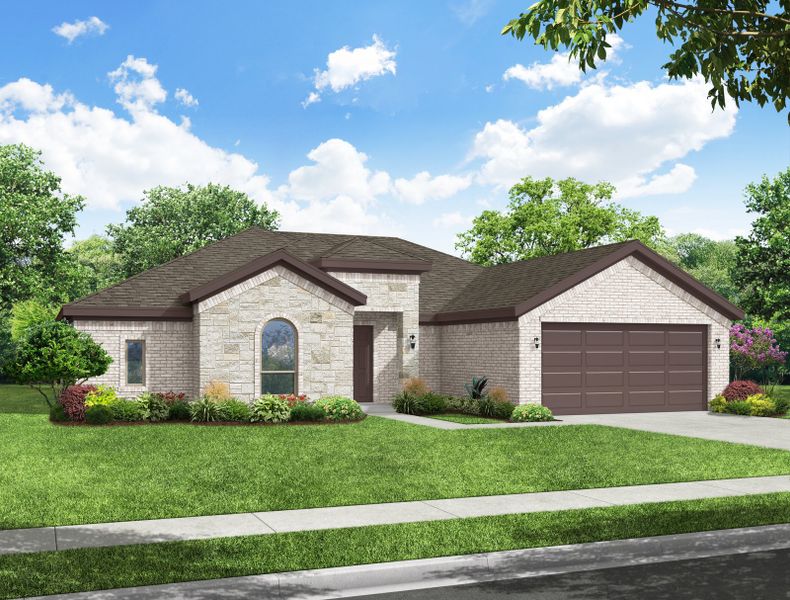 Representative exterior photo of a completed home built from the Alderbury II by Impression Homes in Mountain Valley Lake, Burleson, TX (Image 11). Representative exterior photo of a completed home built from the Alderbury II by Impression Homes in Mountain Valley Lake, Burleson, TX (Image 11).