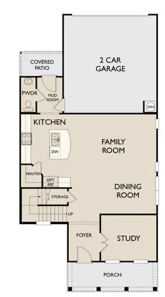 2D floor plan layout of this home in The Cottages at Lariat, Liberty Hill, TX (Image 5).