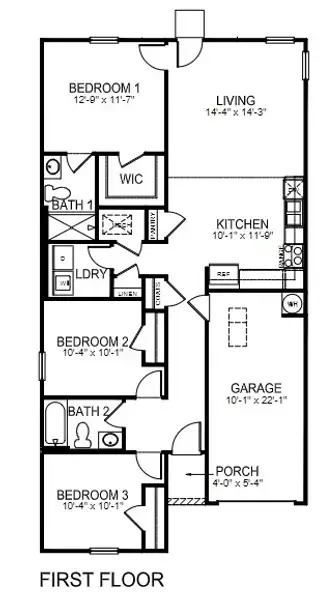 2D floor plan layout of this home in Village Grove, Greenville, SC (Image 5).