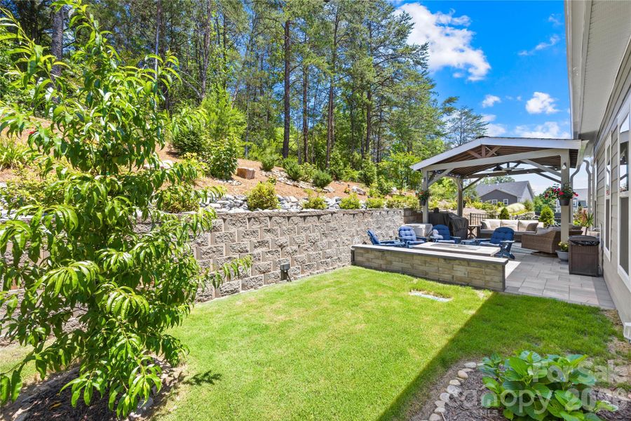 Backyard Looking towards Covered Rear Patio and Firepit Seating Area Backyard Looking towards Covered Rear Patio and Firepit Seating Area