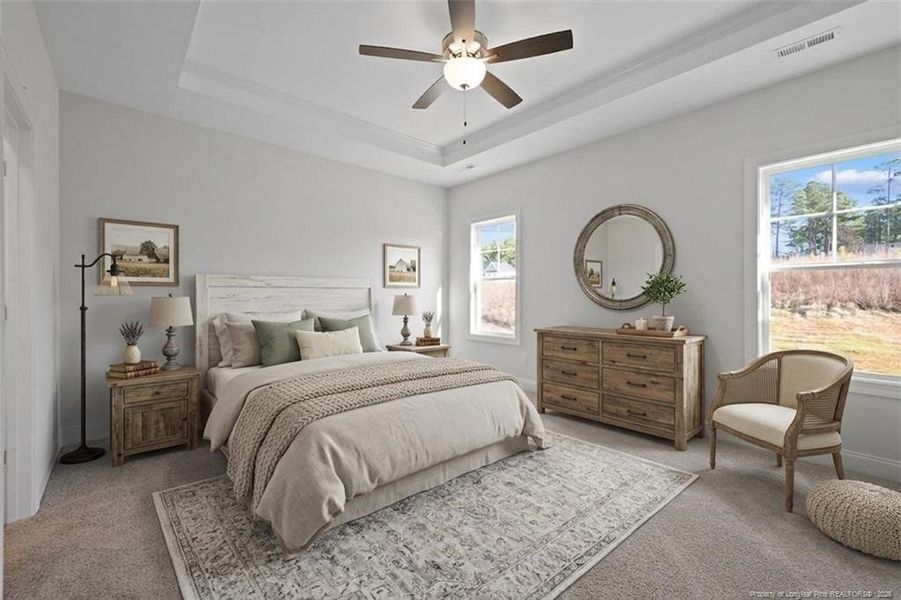 primary suite virtually staged