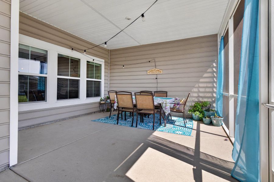 Exterior details and patio area of a home in Horizons at Summers Corner | 55+, Summerville (Image 27).