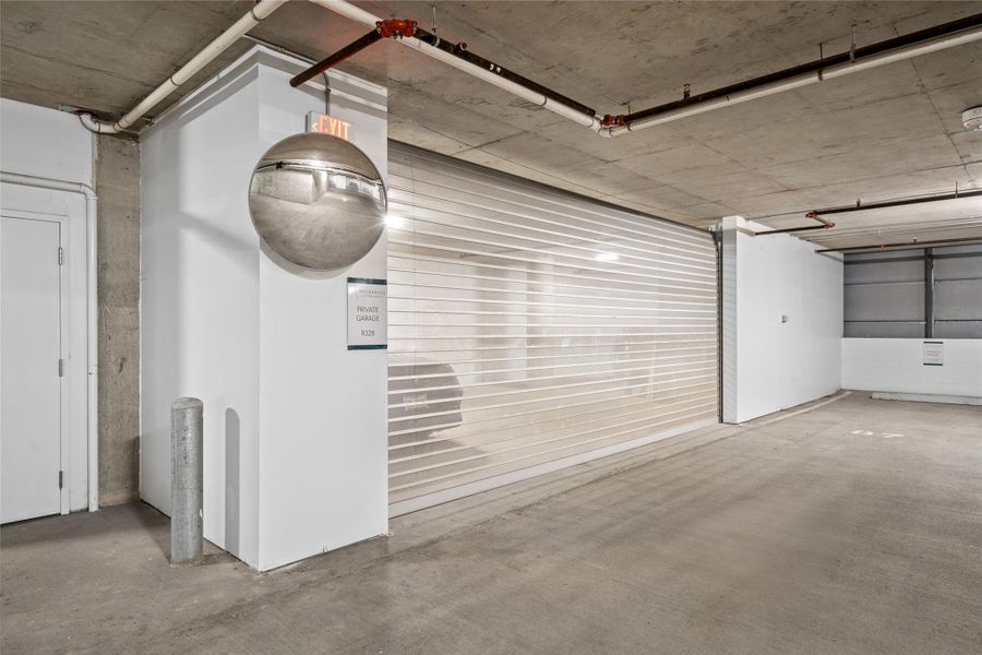 Private interior garage and storage.
