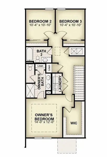2D floor plan layout of this home in Whaley Grove Townhomes, St. Cloud, FL (Image 4).