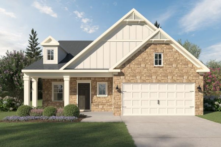 Representative exterior photo of a completed home built from the Maple by Kerley Family Homes in Pevensie Manor, Powder Springs, GA (Image 2). Representative exterior photo of a completed home built from the Maple by Kerley Family Homes in Pevensie Manor, Powder Springs, GA (Image 2).
