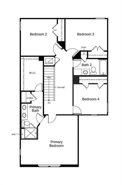 This floor plan features 4 bedrooms, 2 full baths, 1 half bath and over 1,800 square feet of living space.