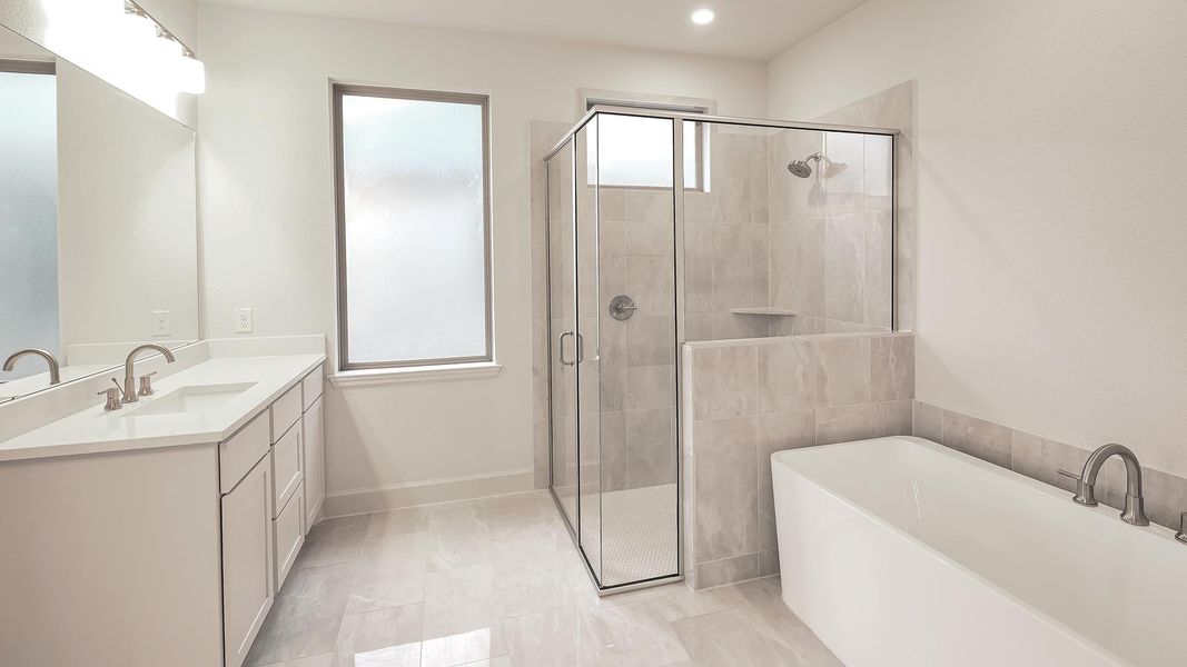 Furnished interior view inside a new home in 6 Creeks 50', Kyle (Image 8).