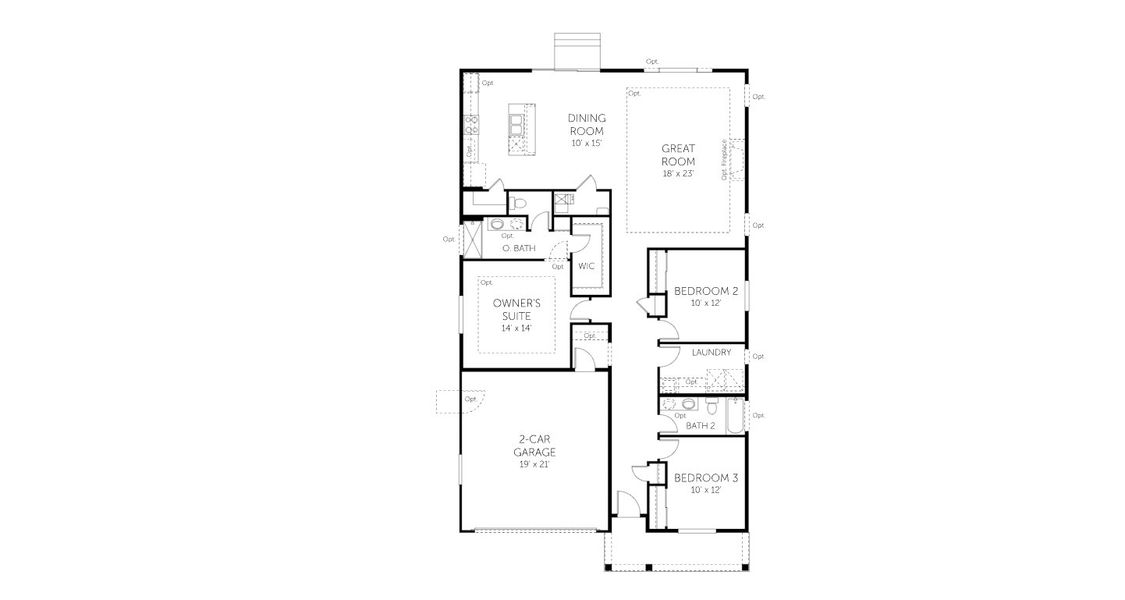 2D floor plan layout for the Silverthorne - Single Family Homes by Dream Finders Homes in Muegge Farms, Bennett, CO (Image 3).